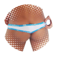 Icker Sea Fresh Dots Logo Trim Brazilian Thong Underwear Blue COI-14-FD-01