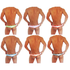 Icker Sea six pack fresh dots logo trim Brazilian thong underwear in white with colorful neon elasticated waistbands