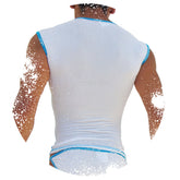 Icker Sea Fresh Dots Logo Trim Muscle Top T Shirt Blue COI-14-FD-04