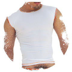 Icker Sea Fresh Dots Logo Trim Muscle Top T Shirt Orange COI-14-FD-04