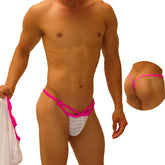 Icker Sea Superhero Stripe Cut Out Y Back G String Underwear Fuchsia COI-18-03