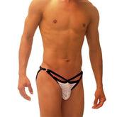 Icker Sea Superhero Stripe Cut Out Micro Slip Bikini Underwear Black COI-19-01