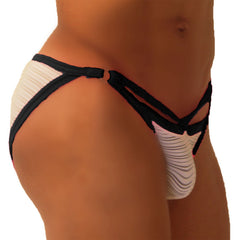 Icker Sea Superhero Stripe Cut Out Micro Slip Bikini Underwear Black COI-19-01