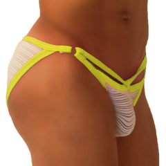 Icker Sea Superhero Stripe Cut Out Micro Slip Bikini Underwear Green COI-19-01