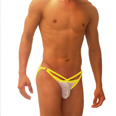 Icker Sea Superhero Stripe Cut Out Micro Slip Bikini Underwear Mango COI-19-01