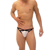 Icker Sea Superhero Stripe Cut Out Jock G String Underwear Black COI-19-02