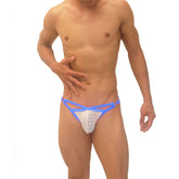 Icker Sea Superhero Stripe Cut Out Jock G String Underwear Blue COI-19-02