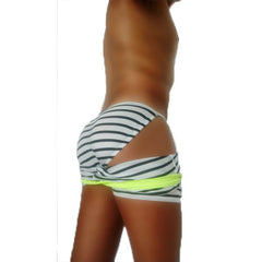 Ensemble bikini et shorty en microfibre à rayures Icker Sea, couleur perle/noir COI-20-04-MS