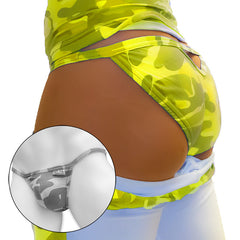 Culotte bikini tanga micro-slip camouflage Icker Sea à découpe arrière Mango COI-21-01