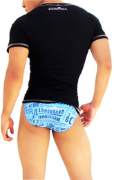 Icker Sea Contrast Stitching V Neck Short Sleeved T Shirt Black/White COI-S-14-BC-4