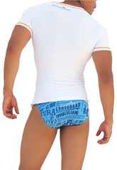 Icker Sea Contrast Stitching V Neck Short Sleeved T Shirt White/Red COI-S-14-WC-8