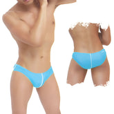 Icker Sea contrast line slip bikini swimwear bright blue swim trunks with white stitching and subtle textured pattern
