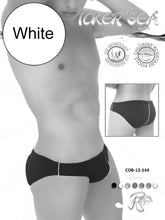 Black icker sea contrast line slip bikini swimwear with white side stripes perfect for beach and pool use