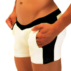 Icker sea contrast side panel jock shorts in black and white with contrasting waistband and side panel for athletics