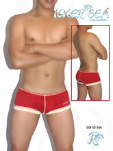 Icker Sea contrast stitching mini boxer briefs in red and white with a snug fit and subtle logo on the left leg