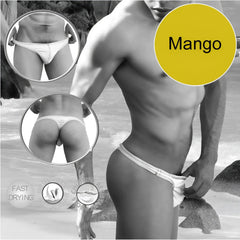 White cotton briefs with textured waistband and mango logo from icker sea contrast stitching tanga thong swimwear collection