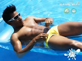 Yellow swim trunks with white trim featuring contrast stitching from icker sea cheeky mini bikini swimwear mango white