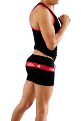 Icker Sea Duotone Matching Tank Top & Boxer Brief Set Black/Red COR-16-01