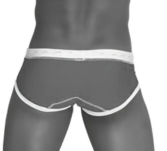 Icker Sea Cord contrast trim and stitching bikini swimwear in black and white with black and white striped snug briefs