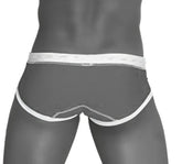 Black and white striped briefs with snug fit from icker sea cord contrast trim and stitching bikini swimwear green white cob-13-34