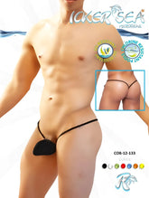 Icker Sea cup micro g string swimwear in black showing sleek solid design with thin elastic straps back side view