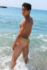 Icker Sea Cup Micro G String swimwear in bright neon green thong style for men designed for swim use