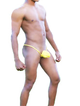 Icker Sea Cup Micro G String swimwear in bright yellow with thin straps and a small front pouch mango COB-12-133