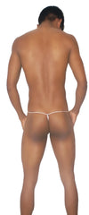White string thong micro g string underwear in pink and white from icker sea showing the back side