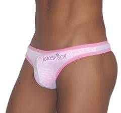 Icker Sea Devoured thong underwear in pink and white with a subtle textured pattern and soft fabric design