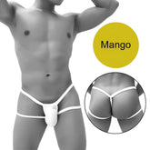 White cotton icker sea enhancement micro jock thong underwear with thin waistband and back straps shown from the back