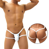 White Icker Sea Enhancement Micro Jock thong with supportive design and small blue tag at front for men
