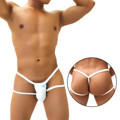 White Icker Sea Enhancement Micro Jock thong with supportive design and small blue tag at front for men