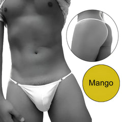 White thong underwear with thin adjustable straps and minimalist design from icker sea free access mini suspensor ring pouch collection