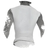 Icker sea fresh dots logo trim muscle top t shirt orange fitted white mesh sleeveless form fitting design