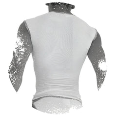 Icker sea fresh dots logo trim white mesh sleeveless muscle top with fitted form-fitting design in pink