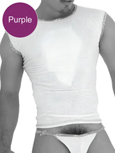 Purple Icker Sea Fresh Dots mesh tank top with lace trim and logo trim muscle top t shirt COI-14-FD-04