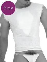 Purple Icker Sea Fresh Dots mesh tank top with lace trim and logo trim muscle top t shirt COI-14-FD-04