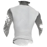 Icker Sea fresh dots logo trim purple mesh sleeveless muscle top with fitted form-fitting design
