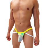 Icker sea fruitful enhancement mesh jock strap underwear in bright yellow and white with a supportive contoured design