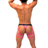 Icker sea garter y back g string underwear pink with bright pink thong style and black waistband with white stitching