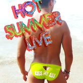 Bright neon green icker sea kiss my ass back cut out slip bikini swimwear showing back with white text