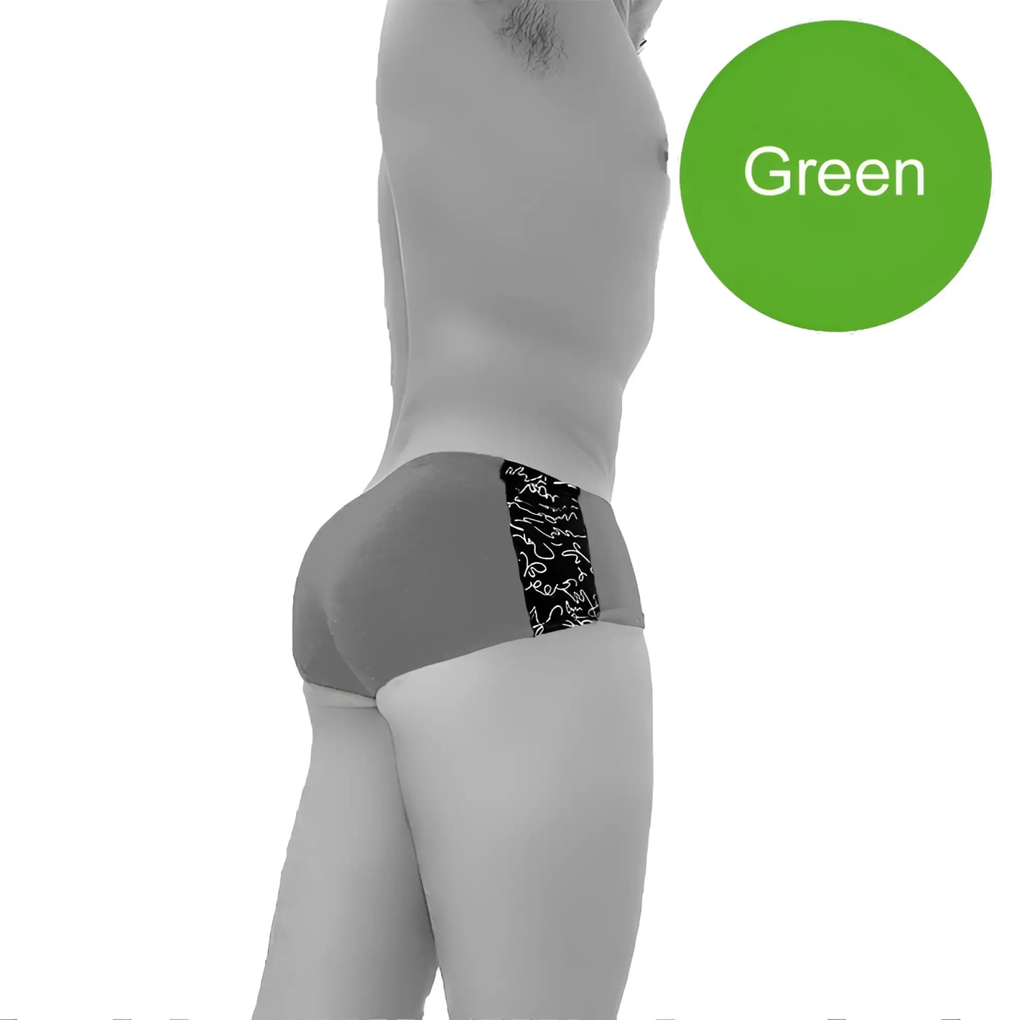 Icker sea letters mini boxer brief underwear in green with black and white abstract side design pattern