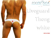 White thong swim trunks with red cross emblem designed for beachwear icker sea lifeguard tanga thong swimwear