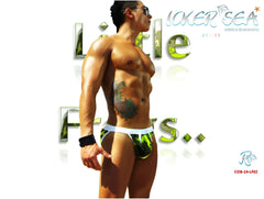 Icker Sea little frogs microslip bikini swimwear in green and black patterned swim trunks with white waistband
