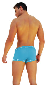 Blue icker sea logo trim boxer brief underwear featuring white logo trim on soft breathable fabric