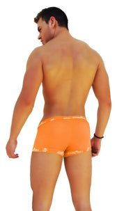 Icker Sea orange boxer briefs with white logo trim offering comfortable and stylish underwear wear