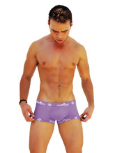 Purple icker sea logo trim boxer brief underwear featuring white logo trim for men in comfortable fabric
