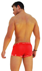 Red icker sea boxer brief underwear with white logo trim designed for comfortable everyday wear