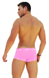 Icker Sea bright pink lace front boxer brief underwear with white logo trim waistband for comfortable wear