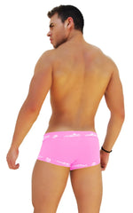 Icker Sea bright pink lace front boxer brief underwear with white logo trim waistband for comfortable wear